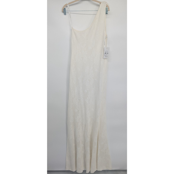 NWT Ronny Kobo Owena One-Shoulder Side-Slit Maxi Gown Size XL Ivory #ND452 - Picture 7 of 13